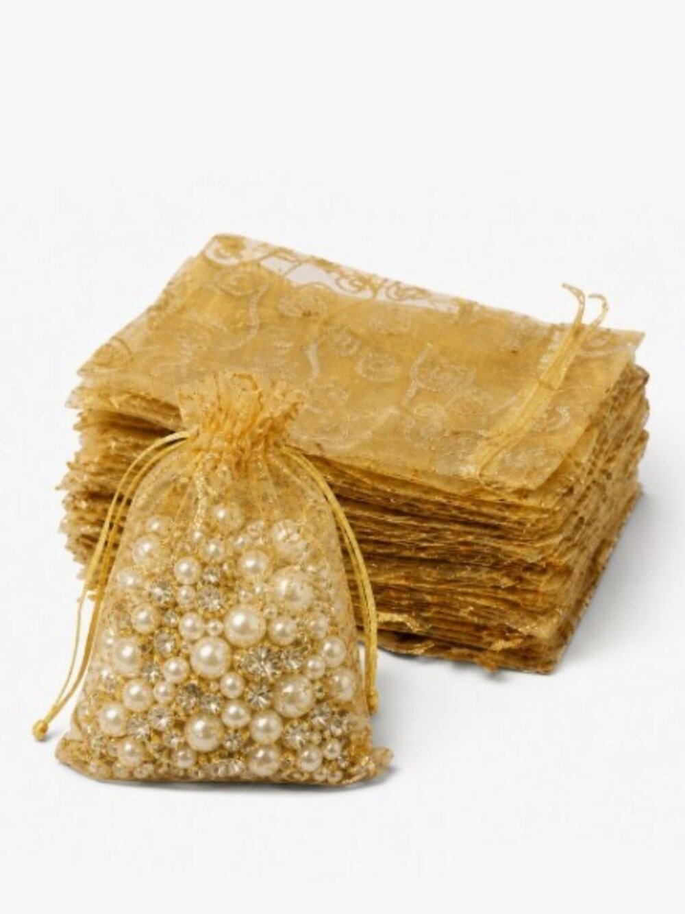 20 Pk 4”x6” Gold Swirly Organza Bags for Jewelry & Small Gifts - NWT